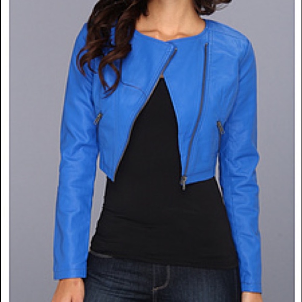 B.B. Dakota blue faux leather jacket
